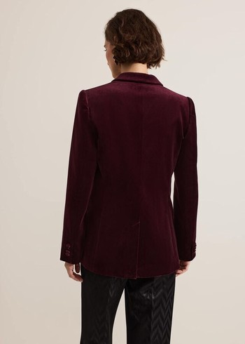 Phase Eight Bridie Wine Velvet Coats Burgundy Canada | UJZPQR-468